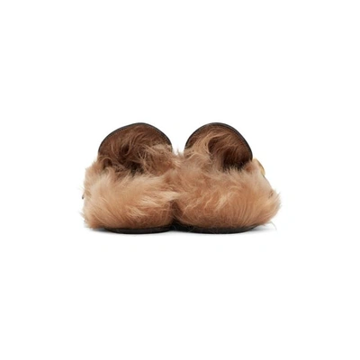 GUCCI BLACK FUR PRINCETOWN SLIPPERS