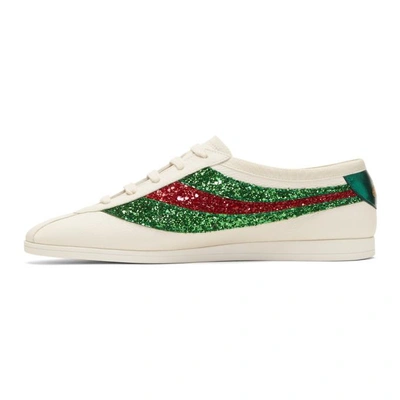 Shop Gucci Off-white Glitter Falacer Sneakers In 9065 White