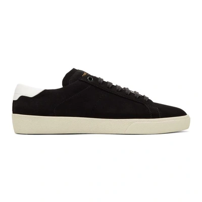 Shop Saint Laurent Black Suede Sl/06 Court Classic Trainers