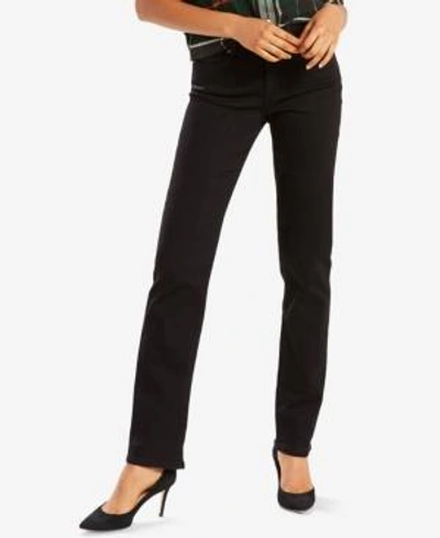 Shop Levi's Women's Classic Mid Rise Straight-leg Jeans In Soft Black