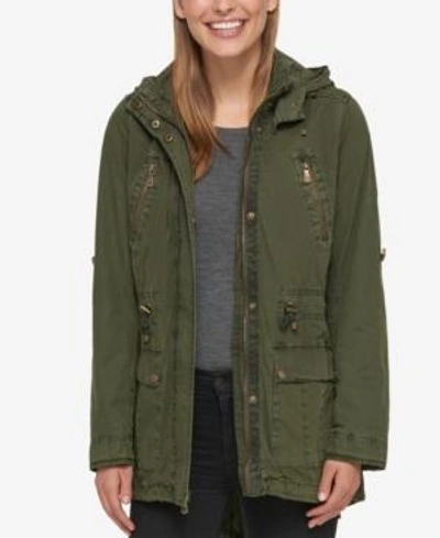 Levi's Parachute Hooded Cotton Utility Jacket In Army Green | ModeSens