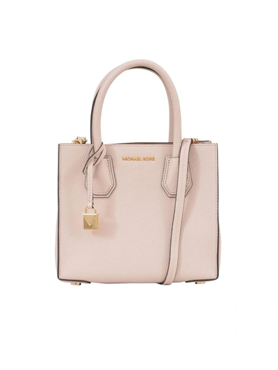 Shop Michael Michael Kors Light Pink Mercer Bag In Nude