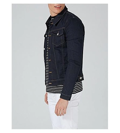 Shop Topman Muscle-fit Denim Jacket In Dark Blue