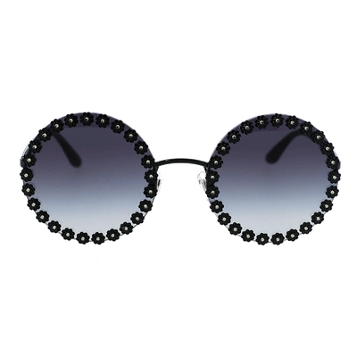 Shop Dolce & Gabbana Daisy Round Sunglasses In Black