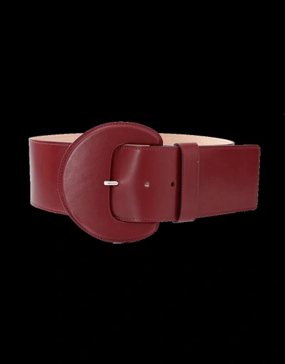 Shop Michael Kors Leather Covered Belt In Merlot
