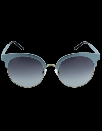 Shop Matthew Williamson Gold Trim Round Sunglasses In Blue