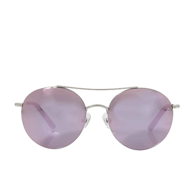 Shop Matthew Williamson Rounded Mirror Sunglasses In Slvr-pnk