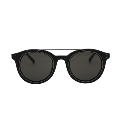 Shop Linda Farrow Oval Browbar Sunglasses In Blk-grey
