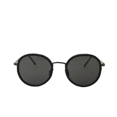 Shop Linda Farrow Round Sunglasses In Blk-gry
