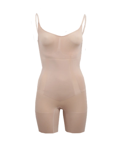Shop Spanx Oncore Mid-thigh Bodysuit In Nude