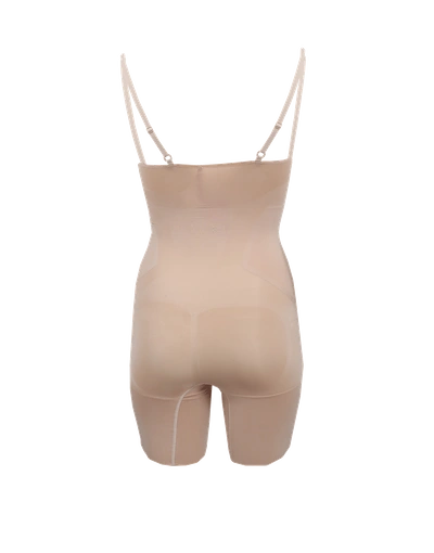 Shop Spanx Oncore Mid-thigh Bodysuit In Nude