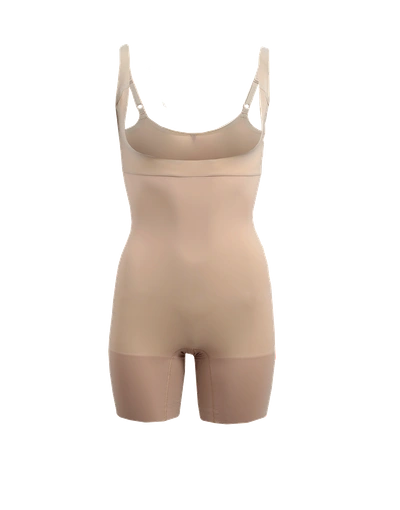 Shop Spanx Oncore Mid-thigh Bodysuit In Natural