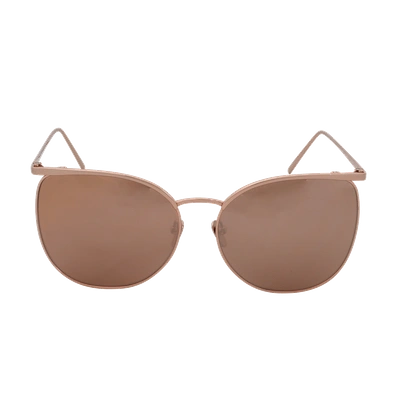 Shop Linda Farrow Aviator Sunglasses In Rosegold