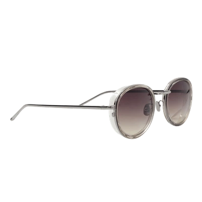 Shop Linda Farrow White Gold Oval Sunglasses In Wht-gld