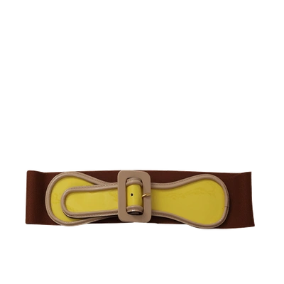 Shop Marni Patent Leather Stretch Belt In Lemon