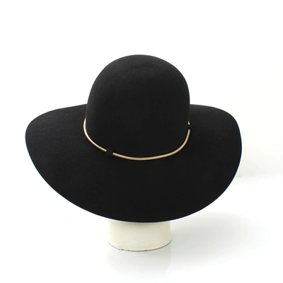 Shop Lanvin Felt Hat With Gold Chain In Black