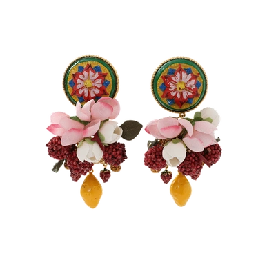 Shop Dolce & Gabbana Ornate Earrings In Pink