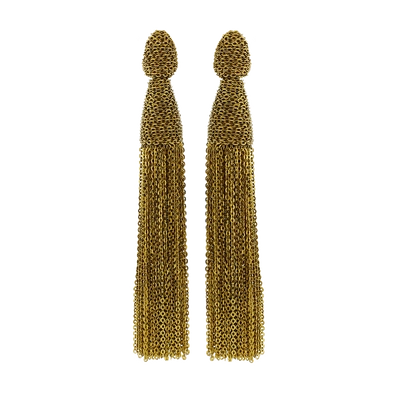 Shop Oscar De La Renta Chain Tassel Earrings In Gold