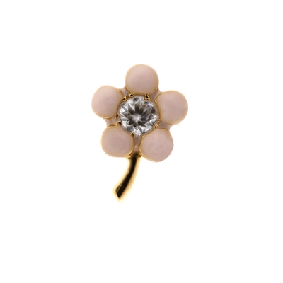 Shop Alison Lou Tiny Flower Stud In Ylwgold
