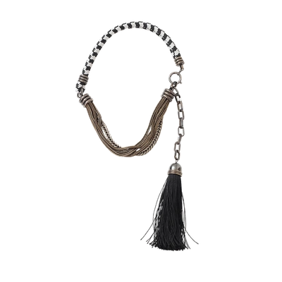 Shop Lanvin Vita Short Tassle Necklace In Black