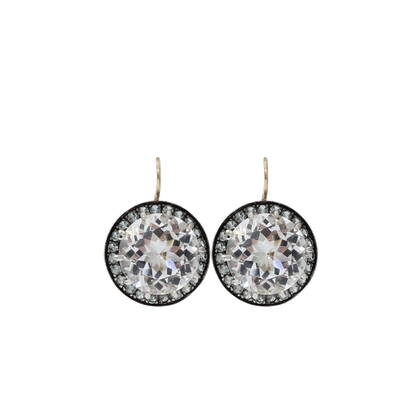 Shop Andrea Fohrman 15mm Rock Crystal And Sapphire Earrings In Ylwgold