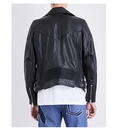 Shop Diesel L-kramps Leather Jacket In Black