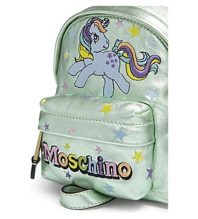 Moschino My Little Pony Mini Leather Backpack, Green, One Size