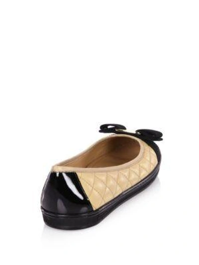 Shop Ferragamo Rufina Quilted Cap Toe Leather Ballet Sneakers In Black