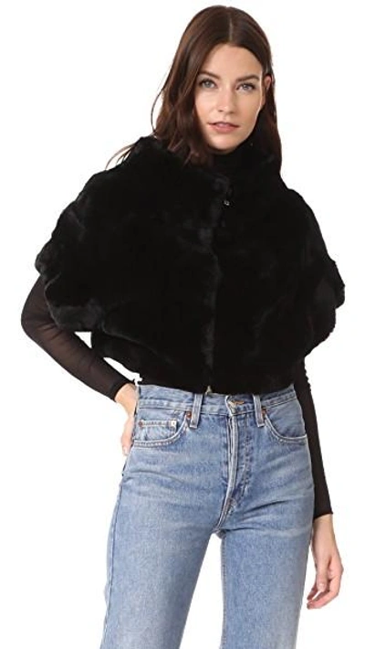 Shop Adrienne Landau Rex Fur Little Zip Jacket In Black
