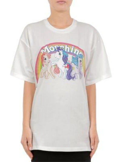Shop Moschino My Little Pony Capsule Print Logo Cotton Tee In White