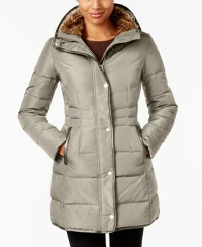 Shop Cole Haan Women's Faux-fur Collar Down Puffer Coat In Cashew