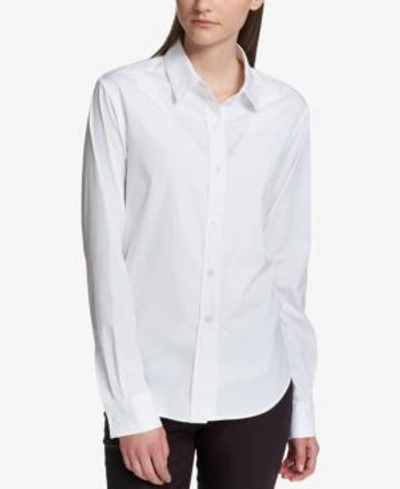 Shop Dkny Cotton Button-front Shirt In White