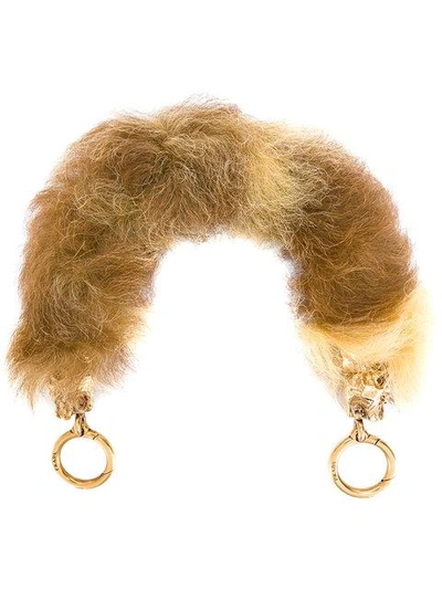 Shop Prada Camel Fur Bag Handle In Brown