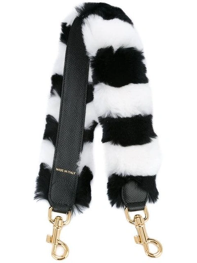 Shop Dolce & Gabbana Striped Fur Mini Bag Strap In Black