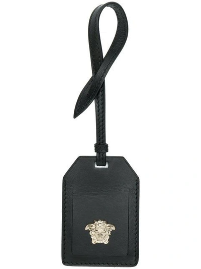 Shop Versace Medusa Plaque Luggage Tag - Black