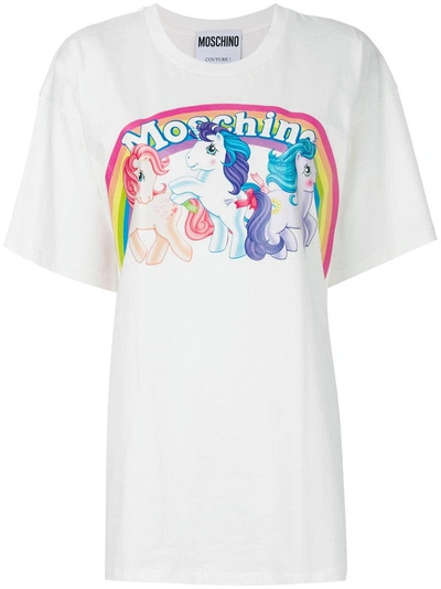 Shop Moschino My Little Pony Rainbow T-shirt In White