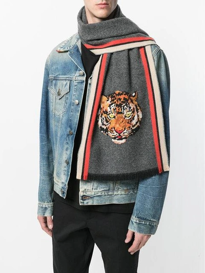 Shop Gucci Tiger Head Scarf - Multicolour