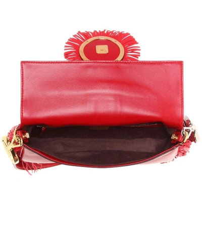 Shop Fendi Baguette Leather Shoulder Bag In Red
