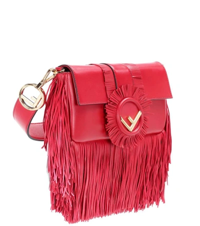 Shop Fendi Baguette Leather Shoulder Bag In Red
