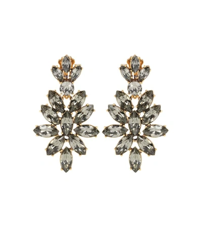 Shop Oscar De La Renta Crystal Clip-on Earrings In Grey