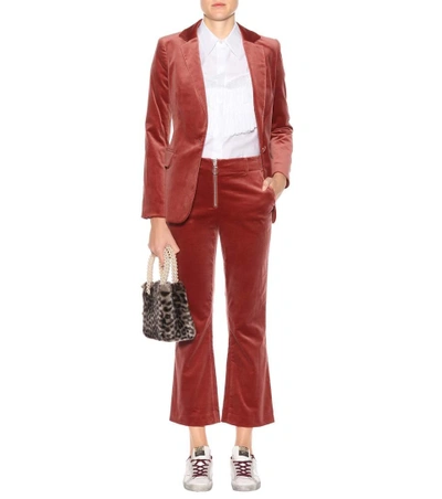 Shop Frame Velvet Cropped Trousers In Red