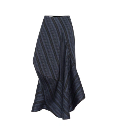 Shop Acne Studios Suse Striped Wool-blend Skirt In Blue