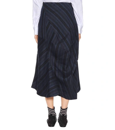 Shop Acne Studios Suse Striped Wool-blend Skirt In Blue