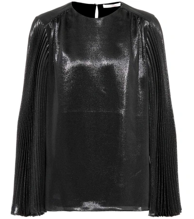 Shop Christopher Kane Pleated Lamé Blouse In Llack