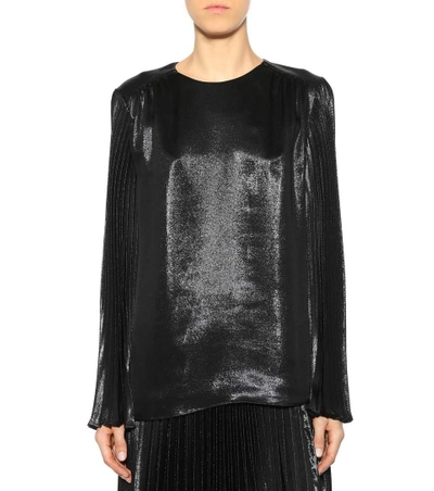 Shop Christopher Kane Pleated Lamé Blouse In Llack