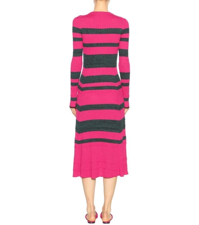 Shop Proenza Schouler Striped Wool-blend Dress In Pink
