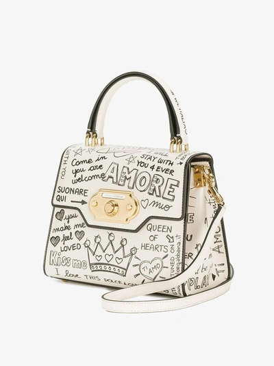 Shop Dolce & Gabbana Welcome Printed Leather Bag In White