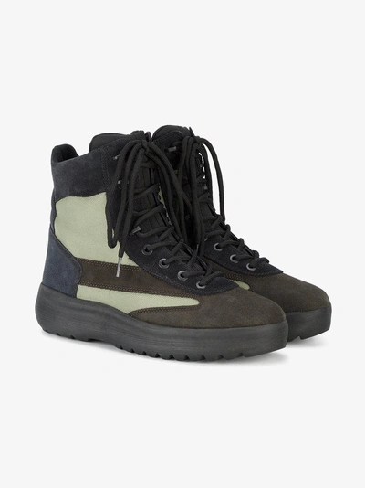 Shop Yeezy Brown Suede Military Boots In Green