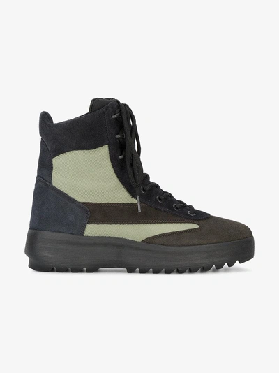 Shop Yeezy Brown Suede Military Boots In Green