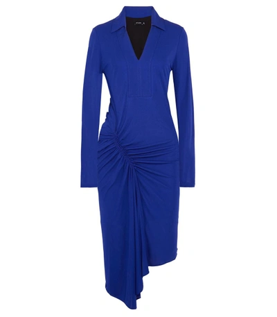 Shop Atlein Blue Gathered Stretch Jersey Dress